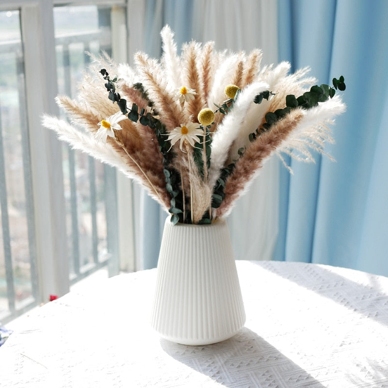 Natural Dried Pampa Grass Bouquet Boho Home Decor Phragmites Bouquet Dried Flowers Bouquet for Wedding Ramadan Decoration 80PCS