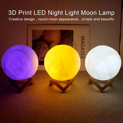 3D Moon Night Light LED Spherical Lamp – Soft Ambient Bedroom Decor, Indoor Mood Lighting & Bookshelf Accent Light 