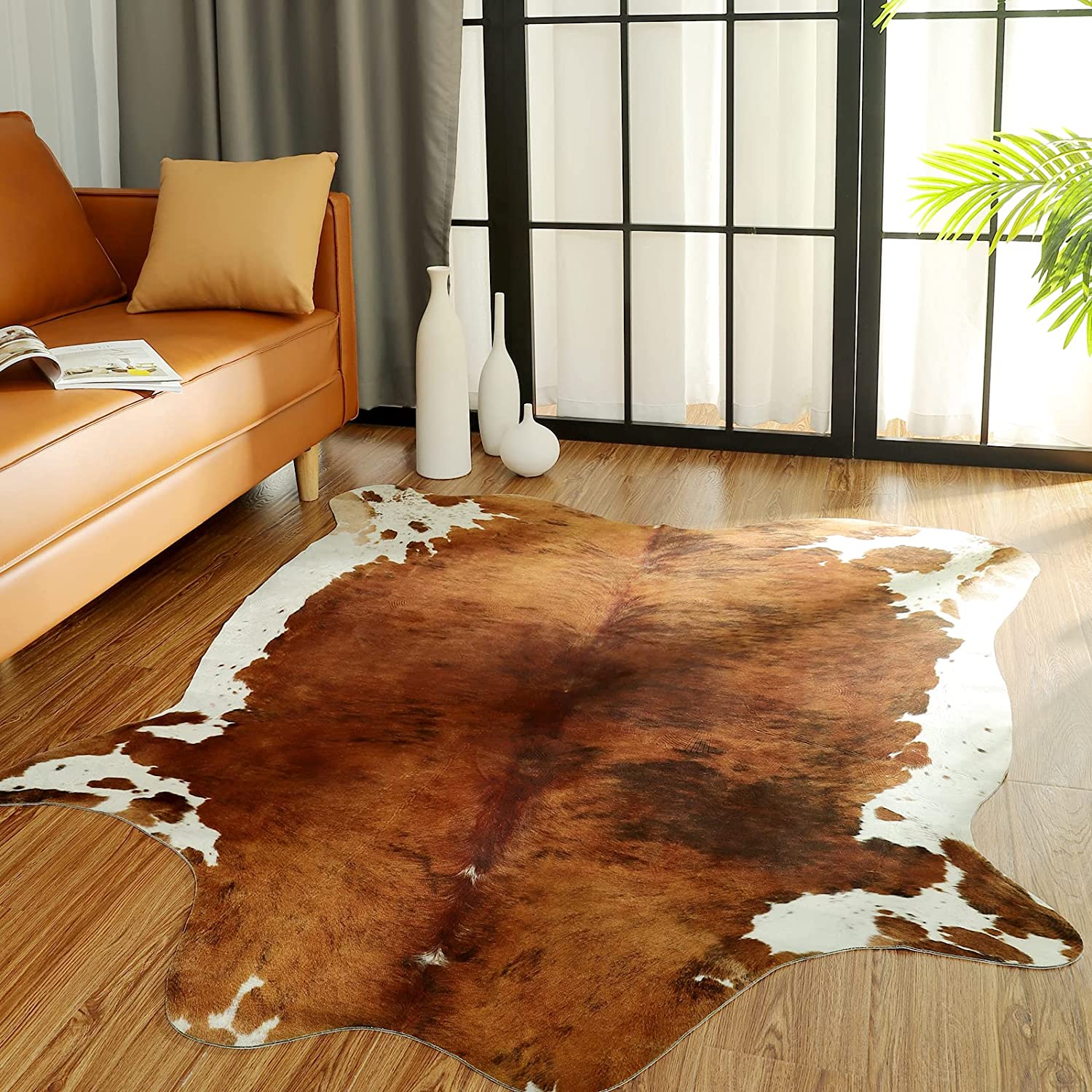 Modern Cowhide Fake Fur Rug For Living Room American Style Coffee Table Carpet Rug - 12 Styles, 3 Sizes