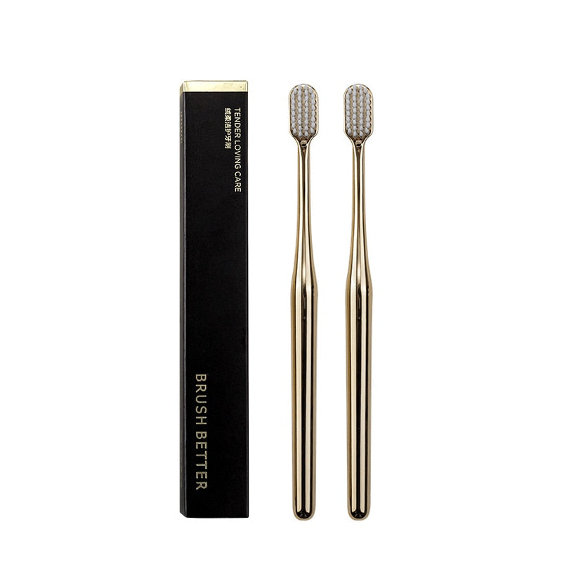 Luxury Toothbrush Gold & Silver Soft Bristle Dental Toothbrush Elegant Gentle Stylish Washroom Accessories For Luxury Bathroom