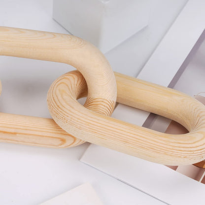 Solid Natural Wood Rustic Chain Link Ornament Hand Carved Table Tray Decoration For Modern Minimalist Farmhouse Chic Home Decor