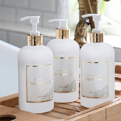 Set of 3 Elegant Refillable Bathroom Shower Gel Body Wash Liquid Pump Dispenser For Shampoo Conditioner etc