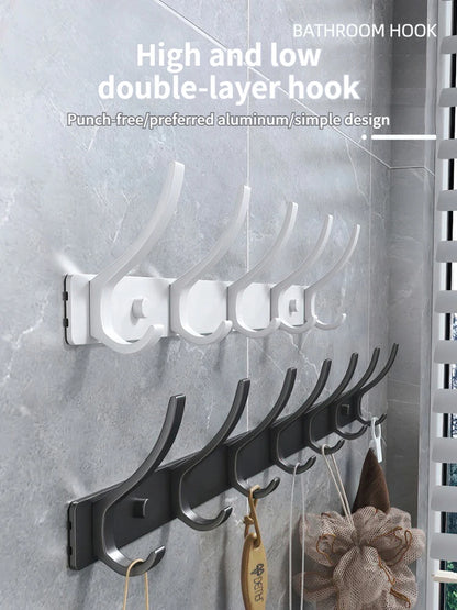 Modern Aluminium Door Hook Rails No Drilling Required - Sleek Metal Wall Hanging Organizer for Clothes, Coats & Accessories