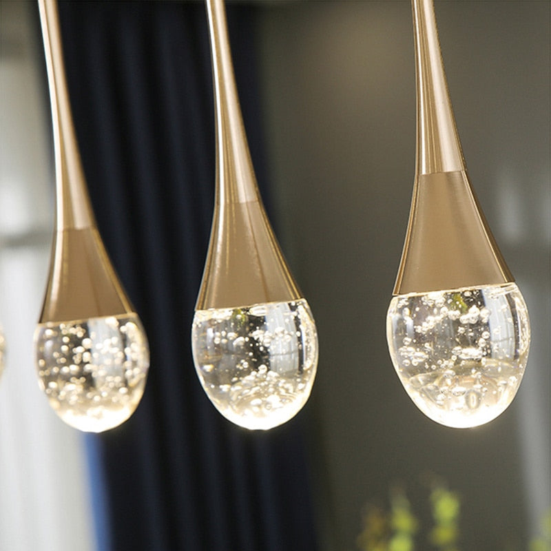 Crystal Teardrop Bubble Pendant Lamp Modern Hanging Light Fittings For Luxury Living Room Dining Room Restaurant Reception Foyer Lighting
