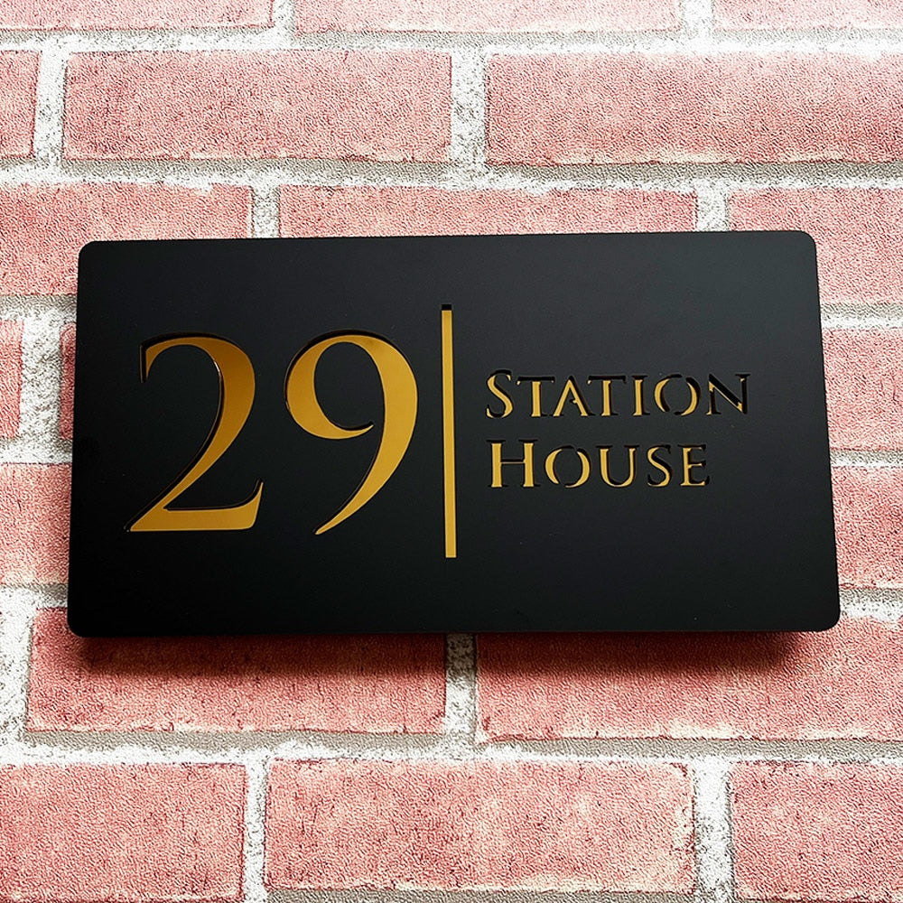 Personalized Laser Engraved 3D Floating House Number 28cm x 15cm Name Plate Matte Black Matte Gray Silver Gold 