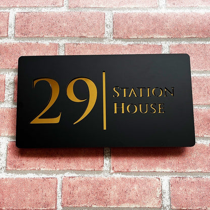 Personalized Laser Engraved 3D Floating House Number 28cm x 15cm Name Plate Matte Black Matte Gray Silver Gold 