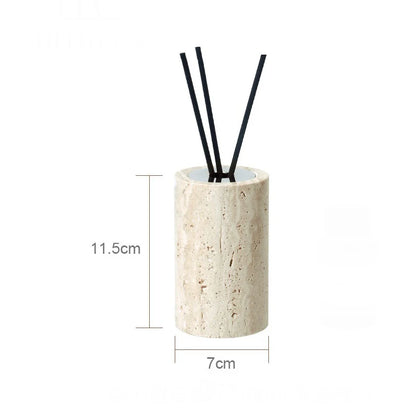 Solid Travertine Marble Bathroom Accessories – Natural Beige Stone Soap Dispenser, Tissue Box, Toilet Brush Holder, Soap Dish, Reed Diffuser & Vanity Tray