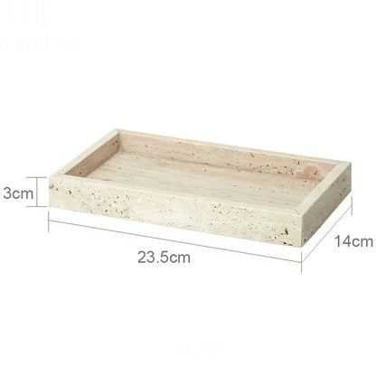 Solid Travertine Marble Bathroom Accessories – Natural Beige Stone Soap Dispenser, Tissue Box, Toilet Brush Holder, Soap Dish, Reed Diffuser & Vanity Tray