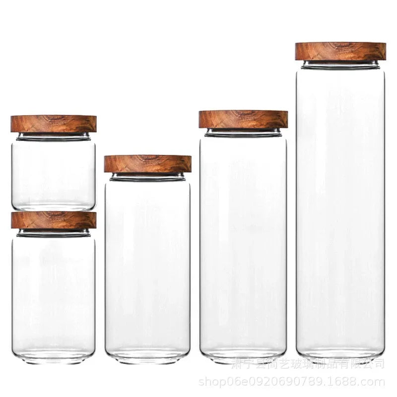 Airtight Food Storage Glass Jars With Bamboo Lid Stylish & Practical Jars For Storing Coffees Tea Leaves Grains Beans Spices Herbs etc