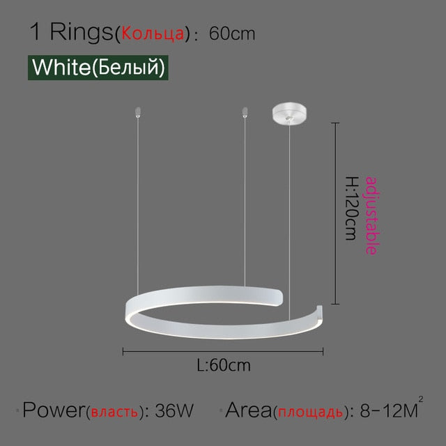 Minimalist Nordic LED Ring Chandelier Suspended Circle Pendant Lights For Living Room Dining Room Contemporary Interior Lighting