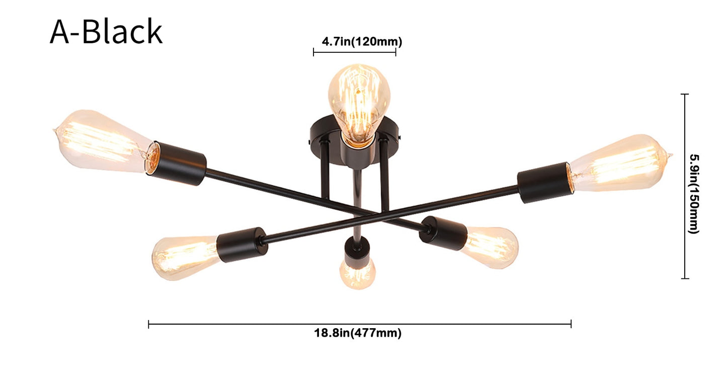 Modern Classic Starburst LED Chandelier Brushed Gold Semi-Flush Mounted Ceiling Light For Living Room Dining Room Trending Home Decor