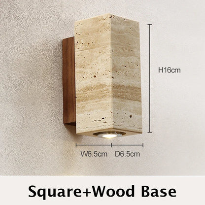 Travertine Wabi Sabi LED Wall Light – Beige Marble Wall Light for Living Room, Bedroom & Hallway