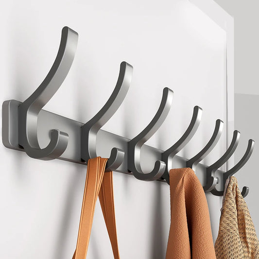 Modern Aluminium Door Hook Rails No Drilling Required - Sleek Metal Wall Hanging Organizer for Clothes, Coats & Accessories