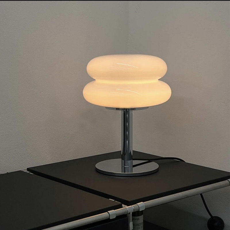 Italian Glass & Chrome LED Table Lamp - Stained Glass Shade Bedside Lamp Desk Lamp in 8 Color Options