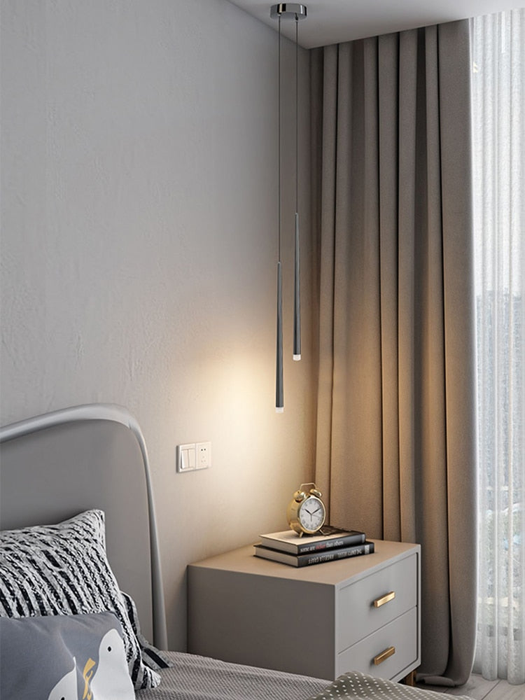 Modern Minimalist Hanging Tube LED Pendant Lights For Bedside Table Bedroom Sofa Side Lighting For Living Room Contemporary Interior Styling
