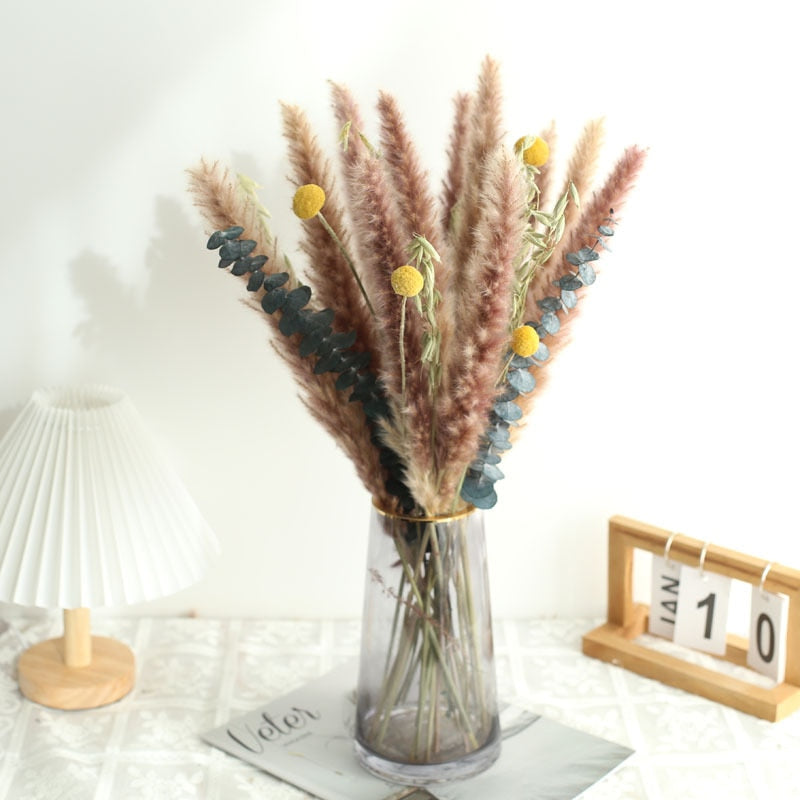 Natural Dried Pampa Grass Bouquet Boho Home Decor Phragmites Bouquet Dried Flowers Bouquet for Wedding Ramadan Decoration 80PCS