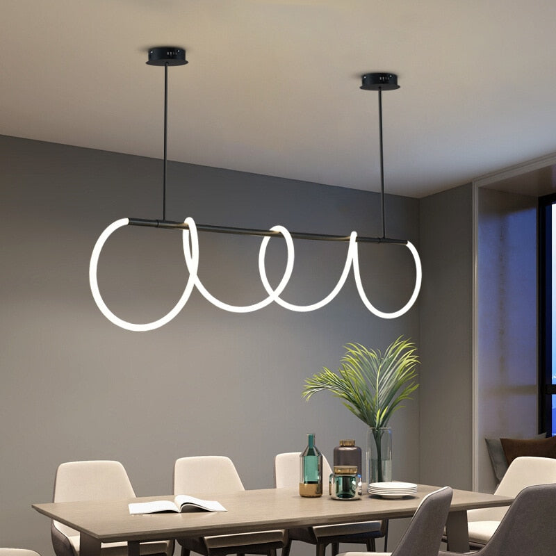 Minimalist LED Tube Lighting Suspension Chandelier Contemporary Lighting Fixture For Living Room Dining Room Modern Interior Lighting