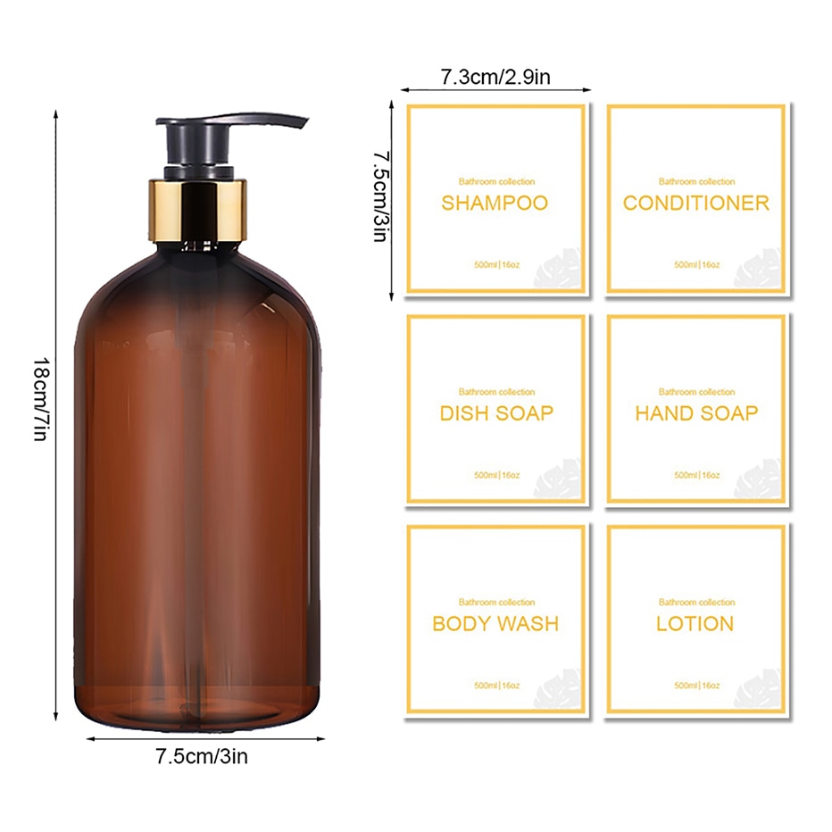 Set of 3 Elegant Refillable Bathroom Shower Gel Body Wash Liquid Pump Dispenser For Shampoo Conditioner etc