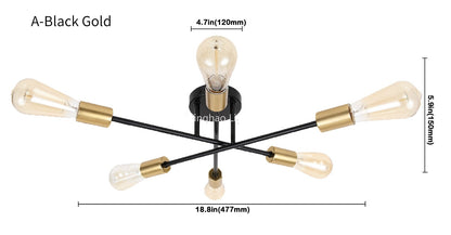 Modern Classic Starburst LED Chandelier Brushed Gold Semi-Flush Mounted Ceiling Light For Living Room Dining Room Trending Home Decor