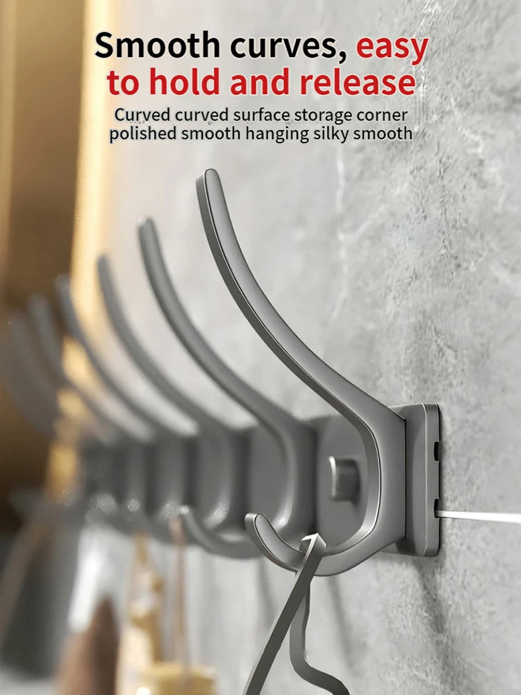 Modern Aluminium Door Hook Rails No Drilling Required - Sleek Metal Wall Hanging Organizer for Clothes, Coats & Accessories