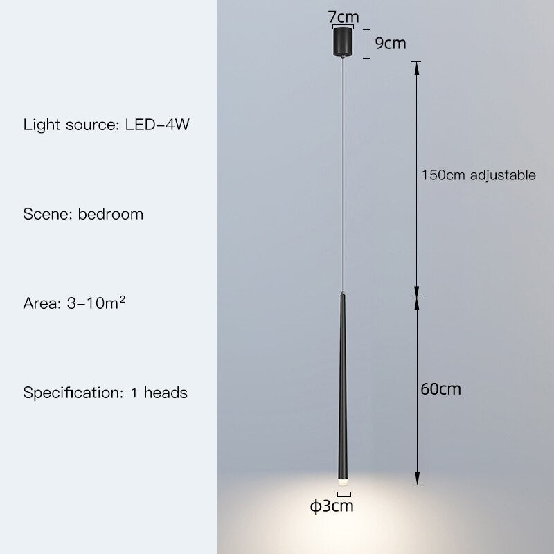 Modern Minimalist Hanging Tube LED Pendant Lights For Bedside Table Bedroom Sofa Side Lighting For Living Room Contemporary Interior Styling