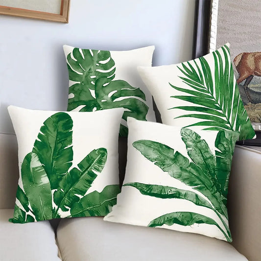 Tropical Green Plant Palm Leaf Pillowcase: Vibrant, Comfortable, and Easy-to-Care-For Home Decor Accessory