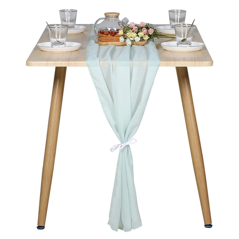 Elegant Chiffon Table Runner 30x300cm Table Drape Romantic Boho Table Runner Decoration for Wedding Birthday Party Bridal Valentine's Day Table Decoration