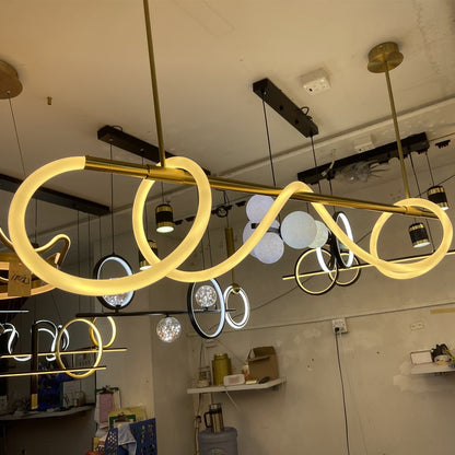 Minimalist LED Tube Lighting Suspension Chandelier Contemporary Lighting Fixture For Living Room Dining Room Modern Interior Lighting