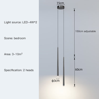 Modern Minimalist Hanging Tube LED Pendant Lights For Bedside Table Bedroom Sofa Side Lighting For Living Room Contemporary Interior Styling