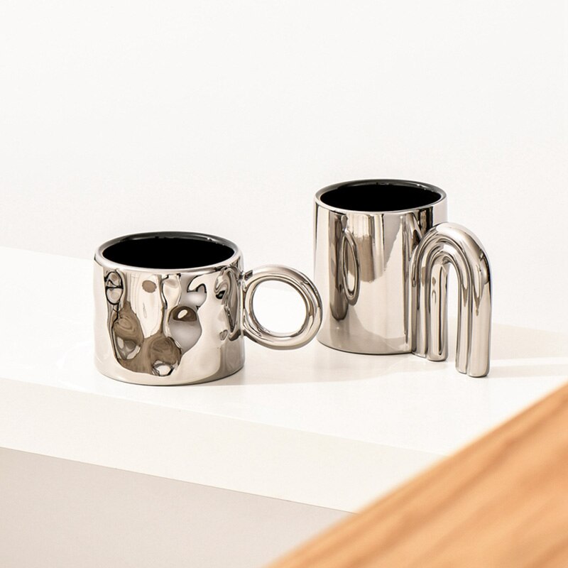 Personalized Mug Silver Ceramic Mug Coffee Cup For Drinking Tea In The Afternoon Nordic Style Teacher Gift