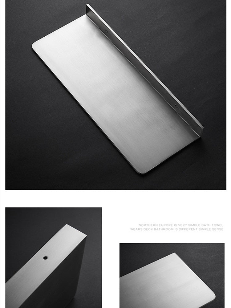 Modern Minimalist Grade 304 Stainless Steel Shelf For Bathroom Kitchen Or Workshop Chromed / Brushed Finish 20/30/40/50CM