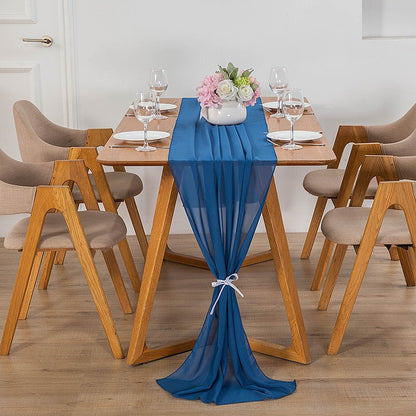 Elegant Chiffon Table Runner 30x300cm Table Drape Romantic Boho Table Runner Decoration for Wedding Birthday Party Bridal Valentine's Day Table Decoration