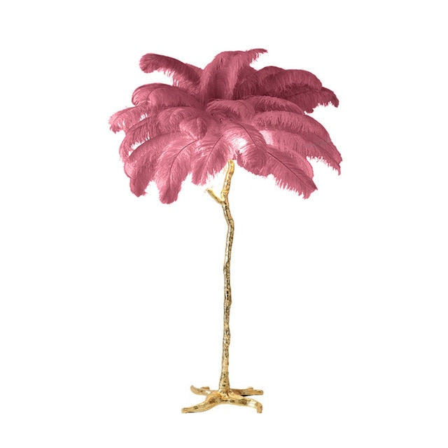 Nordic Light Luxury Ostrich Feather LED Floor Lamp Standing Modern Interior Lighting For Living Room Foyer