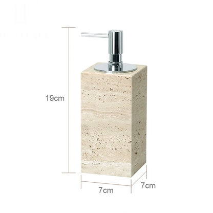 Solid Travertine Marble Bathroom Accessories – Natural Beige Stone Soap Dispenser, Tissue Box, Toilet Brush Holder, Soap Dish, Reed Diffuser & Vanity Tray