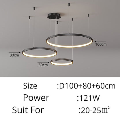 Contemporary Ring of Light LED Chandelier Suspended Circles Pendant Lights For Living Room Dining Room Reception Foyer Lighting