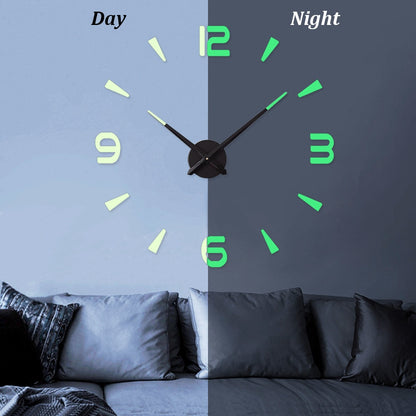 Large Wall Clock Quartz 3D DIY Big Watch with TIME Letter Decor Chrome Numerals Big Clock 1mtr Diameter