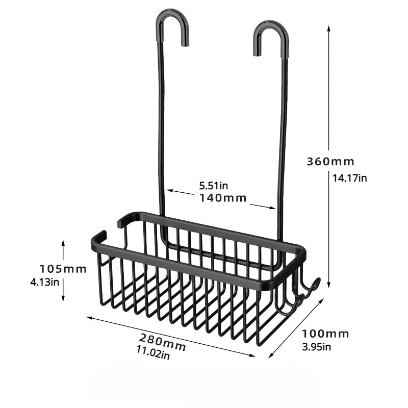 No-Drill Shower Storage Rack – Space-Saving Hanging Basket for Bathroom Toiletries & Shower Products