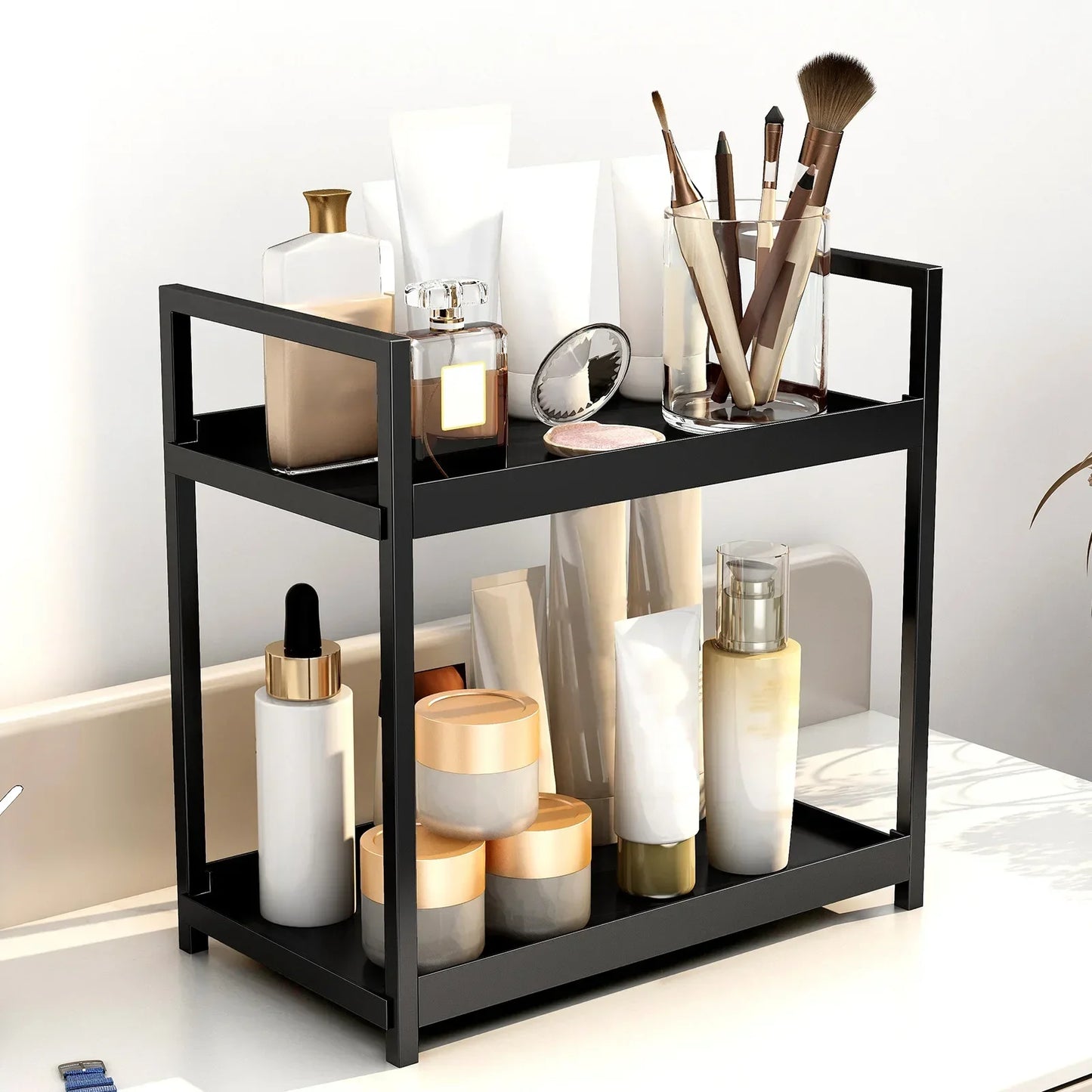 Two-Tier Under Sink Organizer – Modern Double Layer Mini Cabinet Storage Rack For Bathroom & Kitchen