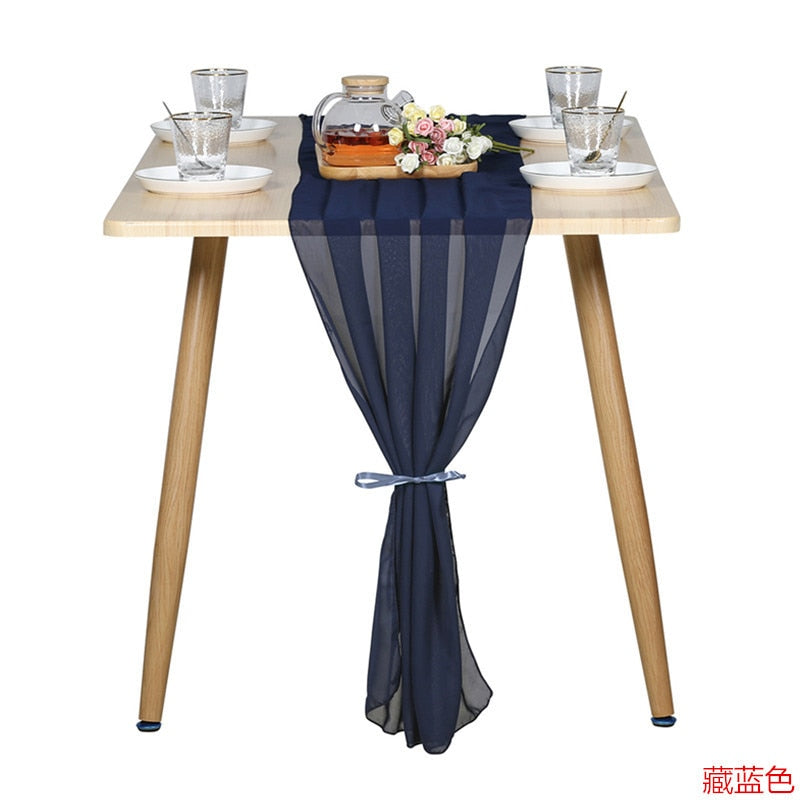 Elegant Chiffon Table Runner 30x300cm Table Drape Romantic Boho Table Runner Decoration for Wedding Birthday Party Bridal Valentine's Day Table Decoration