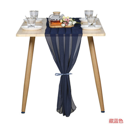 Elegant Chiffon Table Runner 30x300cm Table Drape Romantic Boho Table Runner Decoration for Wedding Birthday Party Bridal Valentine's Day Table Decoration