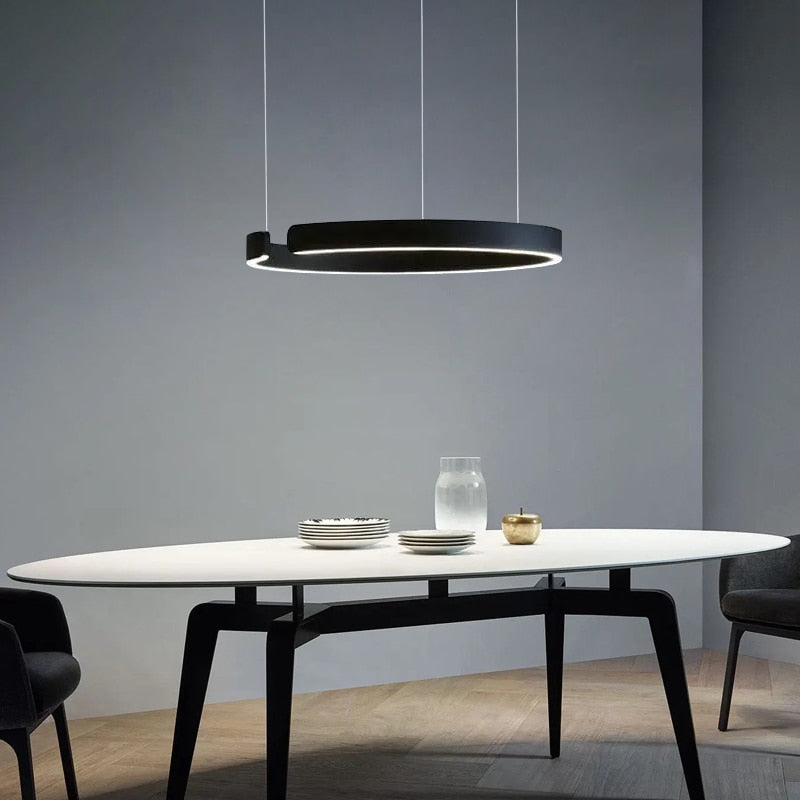 Minimalist Nordic LED Ring Chandelier Suspended Circle Pendant Lights For Living Room Dining Room Contemporary Interior Lighting
