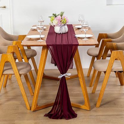 Elegant Chiffon Table Runner 30x300cm Table Drape Romantic Boho Table Runner Decoration for Wedding Birthday Party Bridal Valentine's Day Table Decoration