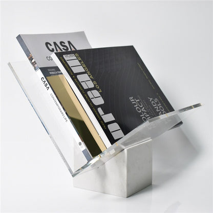 Solid Marble Acrylic Angled Magazine Holder Stand File Organizer Home Tidy For Living Room Designer Accessories For Contemporary Interiors
