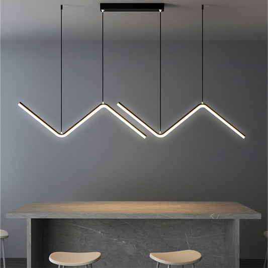 Modern Minimalist Geometric LED Chandelier Tubular Suspension Pendant Lighting Fixture For Contemporary Living Room Dining Room Lighting