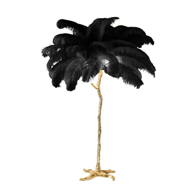 Nordic Light Luxury Ostrich Feather LED Floor Lamp Standing Modern Interior Lighting For Living Room Foyer