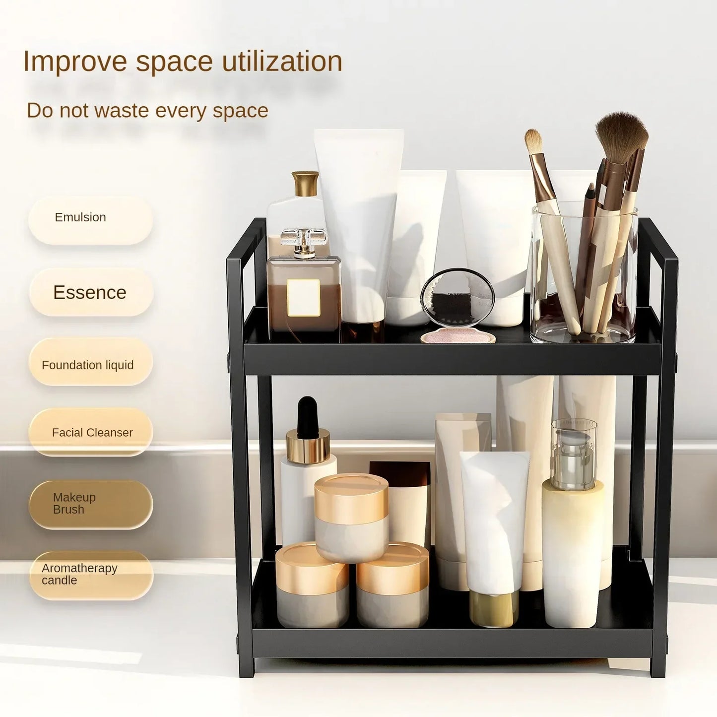 Two-Tier Under Sink Organizer – Modern Double Layer Mini Cabinet Storage Rack For Bathroom & Kitchen