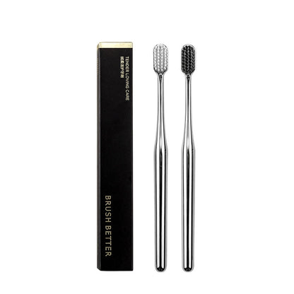 Luxury Toothbrush Gold & Silver Soft Bristle Dental Toothbrush Elegant Gentle Stylish Washroom Accessories For Luxury Bathroom