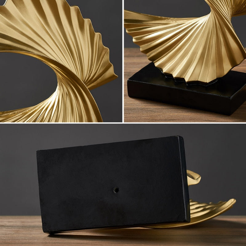 Abstract Flowing Golden Geometric Sculpture Modern Art Piece For Mantelpiece Living Room Coffee Table Trendy Art For Desktop