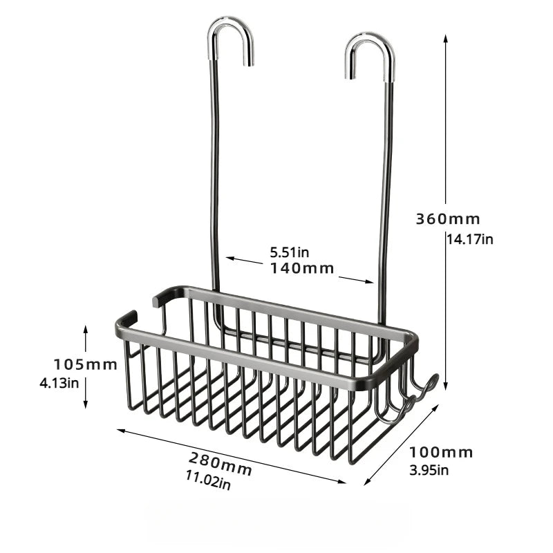 No-Drill Shower Storage Rack – Space-Saving Hanging Basket for Bathroom Toiletries & Shower Products