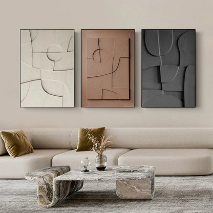 Nordic Geometric 3D Effect Canvas Painting: Elevate Your Space with Abstract Minimalist Aesthetics